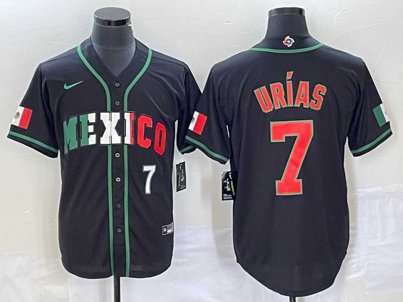 Mens Mexico Baseball #7 Julio Urias Number 2023 Black World Baseball Classic Stitched Jersey8